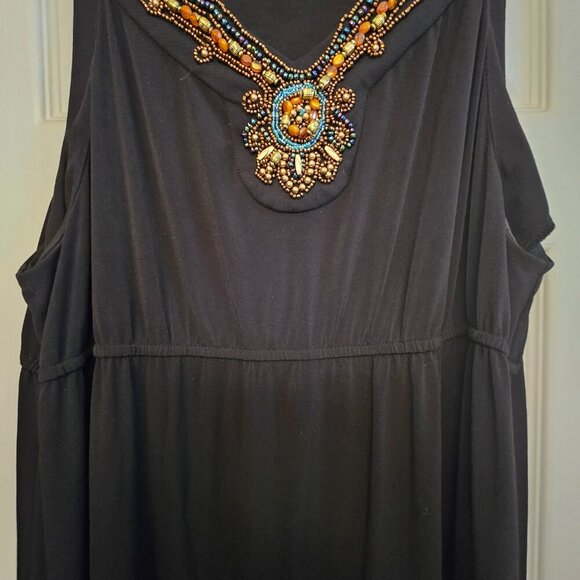 Black Maxi Dress With Embellished Neck (#9) - Picture 3 of 3